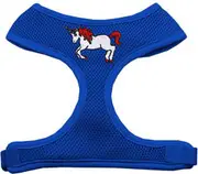 Unicorn Embroidered Soft Mesh Pet Harness Blue Medium