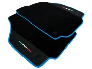 Black Floor Mats For Ferrari 488 GTB Carpets with Alcantara Leather Blue Trim (for: Ferrari)
