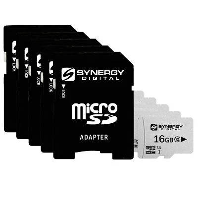 Synergy Digital 16GB, UHS-I MicroSDHC Memory Cards - Class 10, U1 - Pack of 5