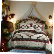 Genuine Patchwork Quilt Sets 100% Cotton Size Bedspread Queen Red Plaid