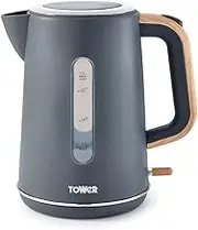 Tower Scandi T10037G Stainless Steel Kettle with Rapid Boil and Boil Dry Protection, 1.7L, 3kW, Grey