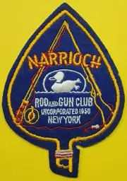 VINTAGE FISHING AND HUNTING NARRIOCH CLUB FELT PATCH CONEY ISLAND NEW YORK