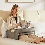 Lap Desk Pillow for Bed, Soft Arm Rest Pillow, Reading Lap Pillow, Memory Foam Reading Pillow, Laptop Lap Desk for arms for Reading, Working in Bed Couch(Grey)