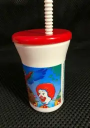 McDonald's Grimace Ronald McDonald Plastic Cup with Lid and Straw Vintage 1996