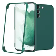 2PCS 360 Full Body Screen Protector Liquid Silicone Case For Samsung S21 Ultra Shockproof Phone Cover For Galaxy S21 FE - Green Samsung S21 Ultra