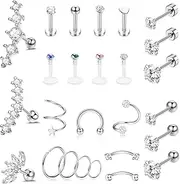 Kakonia Helix Piercing Jewellery Stainless Steel Nose Lip Rings Cartilage Conch Monroe Tragus Forward Helix Piercing Flat Back Earrings for Women