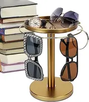 [Generic] Rotating Sunglass Organizer | Eye Glass Display Stand 360-degree Rotation With Tray - Jewelry Storage Organizer, Detachable Home Decoration For Watches, Bracelets, Rings