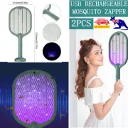 2PCS Electric USB Rechargable Racket Fly Swatter Mosquito Insect Killer Zapper