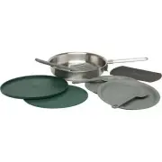 9 Pc Set Stainless Steel Multi Layer Fry Pan Outdoor Camping RV Cookware Utensil