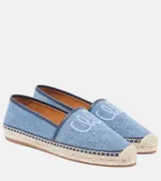 [Chloe] Chloé Isla embroidered denim espadrilles AU 9 blue