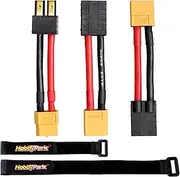 Hobbypark TRX Traxxas Connector to XT60 Adapter RC Lipo Battery /Charger Adapter 12AWG Gauge Wire for Slash E Revo Rustler Stampede RC Cars Trucks (3-Pack)