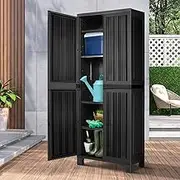 Livsip Garden Shed 173cm with Adjustable Shelf and Lockable Doors Outdoor Storage Cabinet Black
