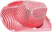 [Minkissy] Cowboy Hat Decorative Lights Uv Protection Wide Brim Hat Perfect for Parties Pink