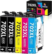 5-Pack 702 XL Ink Cartridges Replacement for Epson 702XL Ink Cartridges New Upgraded Chips for Workforce Pro WF-3720 WF-3725 WF-3730 Printer (2B 1C 1M 1Y)