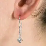 Sterling Silver Dove Of Peace Dangle Pairs Ear Threads