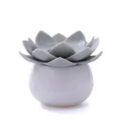 Lotus Flowers Cotton Swab & Toothpicks Holder Gray - S