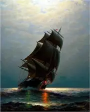 Ship in The Night Accent Tile Mural Kitchen Bathroom Wall Backsplash Ceramic