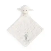Demdaco Fuzzy White Lamb Loves Me Polyester Plush Children's Rattle Blankie
