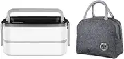 HGHRSF 304 Stainless Steel Heat Preservation Lunch Box Sealed Fresh-Keeping Box Double-Layer Compartment Lunch Box Microwave Portable Lunch Box 2格饭盒