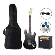 Alpha Electric Guitar Music String Instrument 20W Amplifier Rock Pick Bag BK