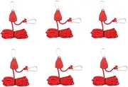 Binxind 6Pcs 4mm Camping Tent Tie Down Rope Tightener Fastening Wind Rope Buckle Awning Rope Hook Tie Down Strap Red