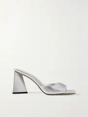 [The Attico] The Attico - Mini Devon Metallic Leather Mules - Silver - IT40 IT 40 Silver