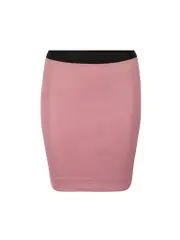Pink Leather Elasticated Mini Skirt