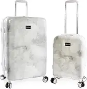[bebe] Women's Lilah 2 Piece Set Suitcase with Spinner Wheels, Grey Marble, One Size, Lilah 2 Piece Set Suitcase with Spinner Wheels