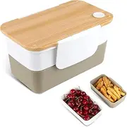 ORYCOOL Bento Box, Lunch Box for Kids & Adult, Food Storage Container with Tableware,1200ML-2 Compartment Bento Lunch Box, Microwave & Dishwasher & Freezer Safe