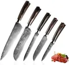 5Piece Kitchen Knife Japanese Damascus Steel Chef Professional Knife Set Cleaver