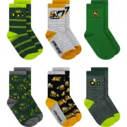 John Deere Multi-Coloured Toddler Crew Socks 6 Pack