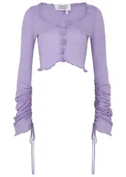 Cannari Concept Ruffled Wool Cardigan - Lilac - 34 (UK6 / XS) 34 (UK6 / XS)