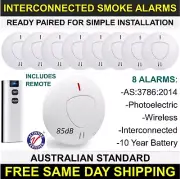 8 Pack Paired Wireless Interconnected Photoelectric Smoke Alarm 10-Yr Battery