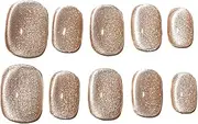 Sun&Beam Nails Handmade Press On Short Round with Flesh Color Cat Eye Design Charm Cute False Nail Tips 10 Pcs (#95 M)