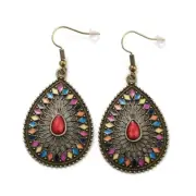 Bohemia Earrings Long Dangle Drop Emanel Fish Hook Antique Bronze E18