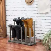 Dark Gray Wood Boot Storage Rack/ Entryway/ Closet Shoe Organizer, For 6 Pairs