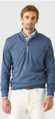 NWT Johnnie-O Sully Quarter Zip Pullover Helios Blue , Size Medium. Sleeve logo