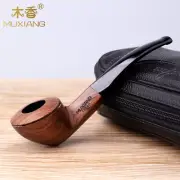 Handmade Rosewood Bulldog Tobacco Pipe Bent Acrylic Mouthpiece Stem 9mm Filter
