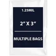 1.25Mil, 2" X 3" | LDPE Clear Flat Poly Bags, Flexible & Durable | Multiple Bags