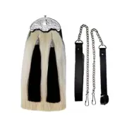 100% Original Horse Hair white Long With 2 Tassels Sporran With Chain