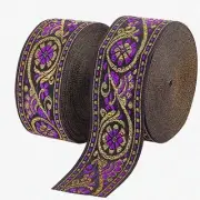 "Vintage Bloom 1.3" Jacquard Ribbon - 7.6 Yards of Floral Fabric Trim for Sewing