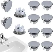 12 Pack Bathroom Basin Sink Round Tidy Trim Chrome Round Overflow Cover Rings Hole Replacement Ceramic Pots for Home, Sink, Bathroom, Kitchen (Double Decker)