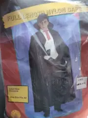 Adult Halloween Vampire Horror Costume Full Length Nylon Cape Black