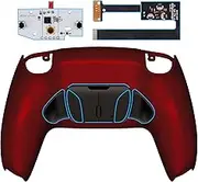 eXtremeRate Scarlet Red Programmable Real Metal Buttons (RMB) Version RISE4 Remap Kit for PS5 Controller BDM 010 & BDM 020, Upgrade Board & Redesigned Back Shell & 4 Back Buttons for PS5 Controller