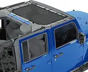 Alien Sunshade Jeep Wrangler JK & JKU (2007-2018) – Front Mesh Sun Shade for Jeep JK Unlimited - Blocks UV, Wind, Noise - Bikini Jkini Top Cover for Sport, Sport S, Sahara, Rubicon (Black)