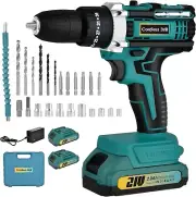 Cordless Drill Driver 21V: Electric Screwdriver, Powerful Cordless Drill Set ...