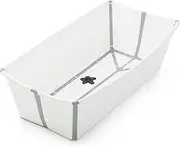 Stokke Flexi Bath X-Large, White - Spacious Foldable Baby Bathtub - Heat sensitive plug , Lightweight & Easy to Store - Convenient to Use at Home or Traveling - Best for Ages 0-6