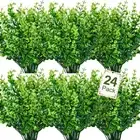 24 Bundles Artificial Greenery Stems Fake Plants Outdoor UV Resistant Faux Pl...