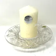 Waterford Bethany Cut Crystal 2" Pillar Candle Holder With Candle & Box Signed