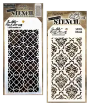 Tim Holtz Layering Stencils Moroccan Latticework & Damask Victorian Patterns Set